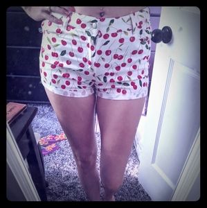 High rise white with cherries vintage shorts
